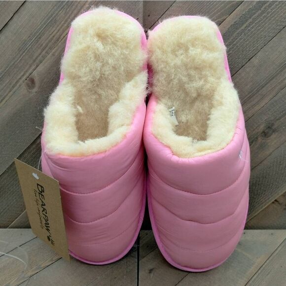Bearpaw Puffy Scruff Wool Lined Slippers Women's Size 7 Pink Casual Cushioned - Picture 7 of 9